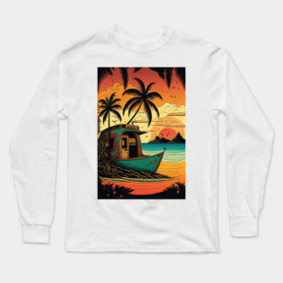 Escape to Fiji's Coral Reef Beach Cabanas Long Sleeve T-Shirt