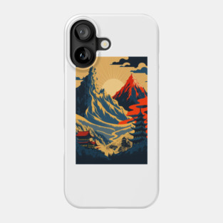 waterfall ukiyo-e style Phone Case