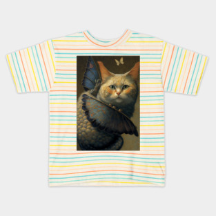 Adorable Cat Dragon with Butterfly Wings Kids T-Shirt