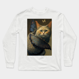 Adorable Cat Dragon with Butterfly Wings Long Sleeve T-Shirt