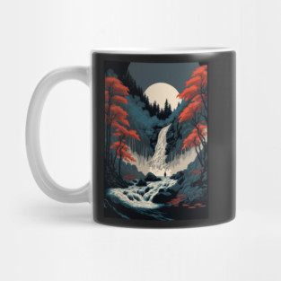 Japanese Nature Waterfall Ukiyo-e Style Mug