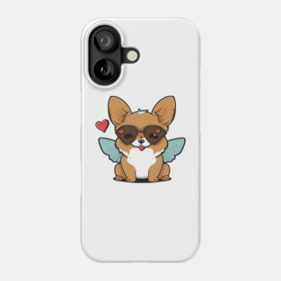 kawaii cute happy dog with butterfly wings Phone Case