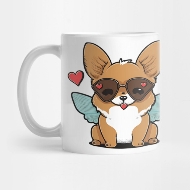 kawaii cute happy dog with butterfly wings by Darksavage