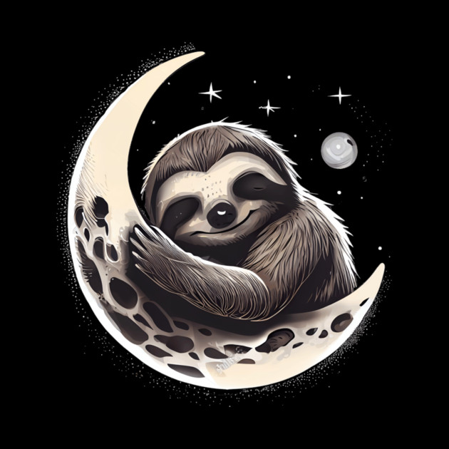 Sloth sleeping on the moon by Darksavage