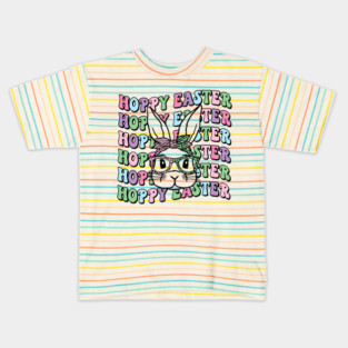 Hoppy Easter Retro Bunny Leopard Bow, easter Day, funny easter , easter shirt cool Kids T-Shirt