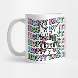 Hoppy Easter Retro Bunny Leopard Bow, easter Day, funny easter , easter shirt cool Mug