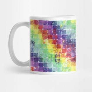 Geometric Squares Watercolor Mug