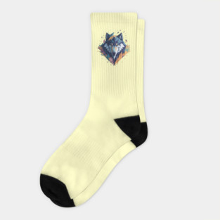 Geometeric Wolf Head Socks