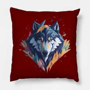 Geometeric Wolf Head Pillow