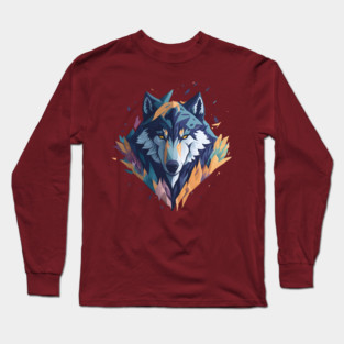 Geometeric Wolf Head Long Sleeve T-Shirt