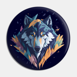 Geometeric Wolf Head Pin