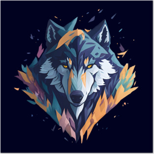Geometeric Wolf Head Posters and Art