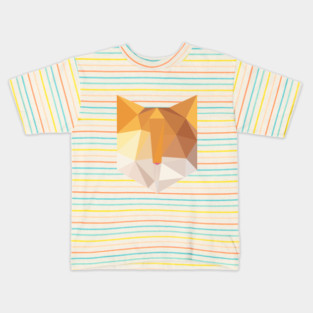 Geometric Orange Cat Face Kids T-Shirt