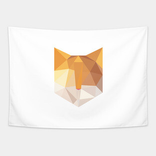 Geometric Orange Cat Face Tapestry