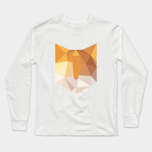 Geometric Orange Cat Face Long Sleeve T-Shirt