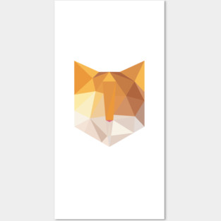 Geometric Orange Cat Face Posters and Art