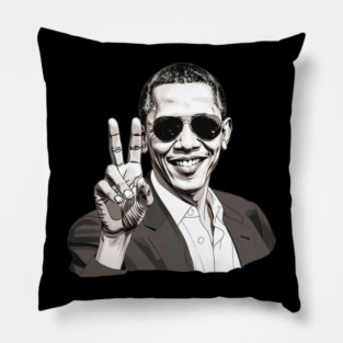 Barack Obama throwing up the peace sign Pillow