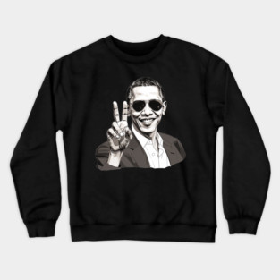 Barack Obama throwing up the peace sign Crewneck Sweatshirt