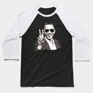Barack Obama throwing up the peace sign Baseball T-Shirt