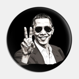 Barack Obama throwing up the peace sign Pin