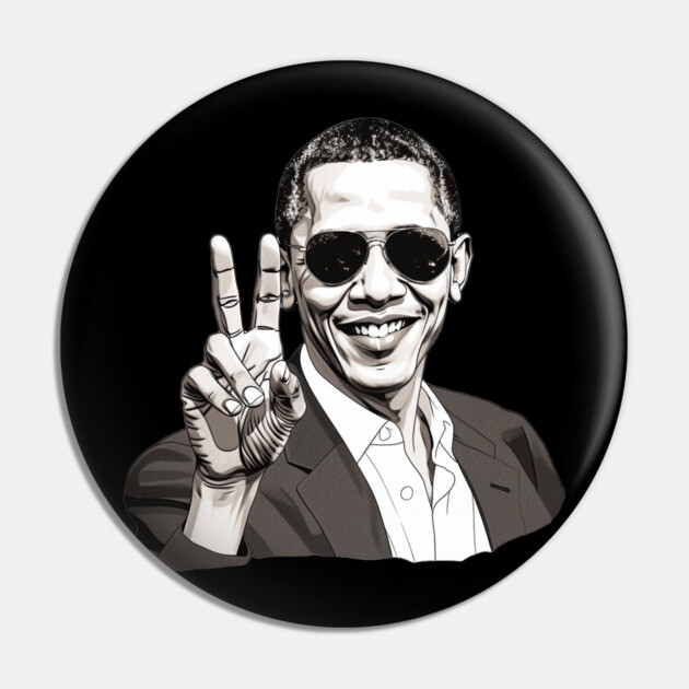 Barack Obama throwing up the peace sign Pin by UrbanLifeApparel