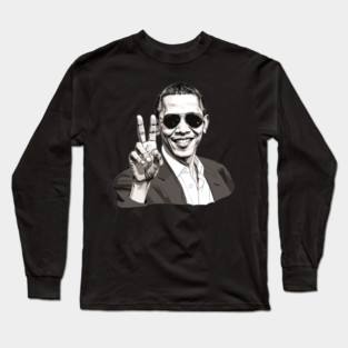 Barack Obama throwing up the peace sign Long Sleeve T-Shirt