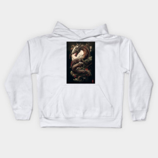 Japanese dragon art Kids Hoodie