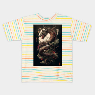 Japanese dragon art Kids T-Shirt