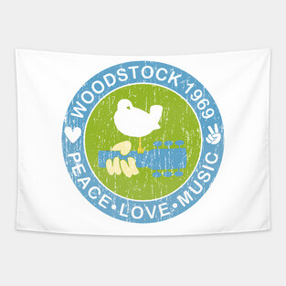 Woodstock 1969 Peace Love Music Tapestry