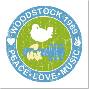 Woodstock 1969 Peace Love Music Posters and Art