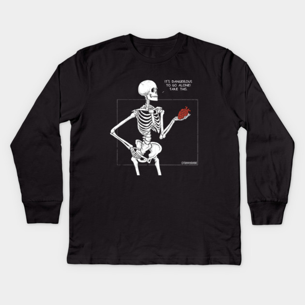 Skeleton Love Kids Long Sleeve T-Shirt by Tommy Devoid