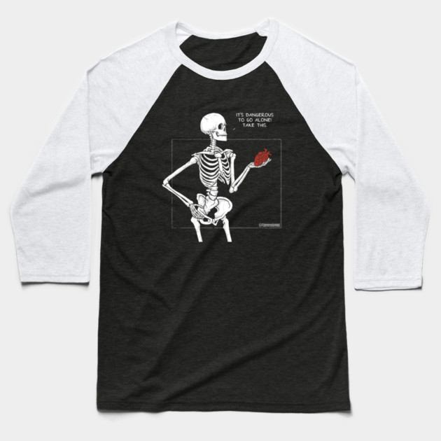 Skeleton Love Baseball T-Shirt by Tommy Devoid