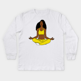 Zen Meditation, Yoga Afro African Kids Long Sleeve T-Shirt