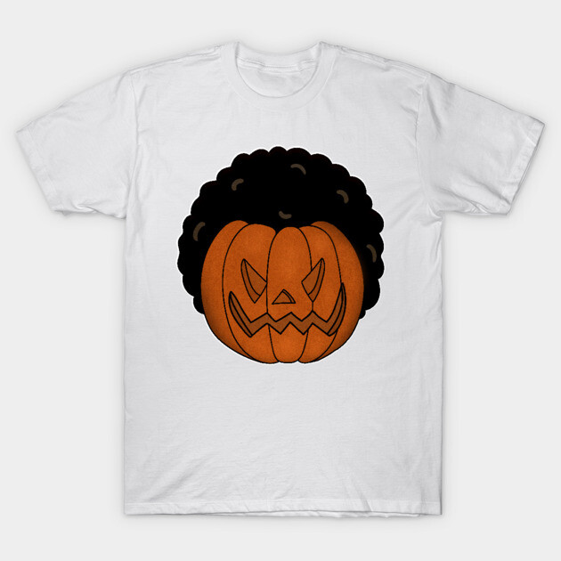Afro Pumpkin, Funny Halloween T-Shirt by logiamerch