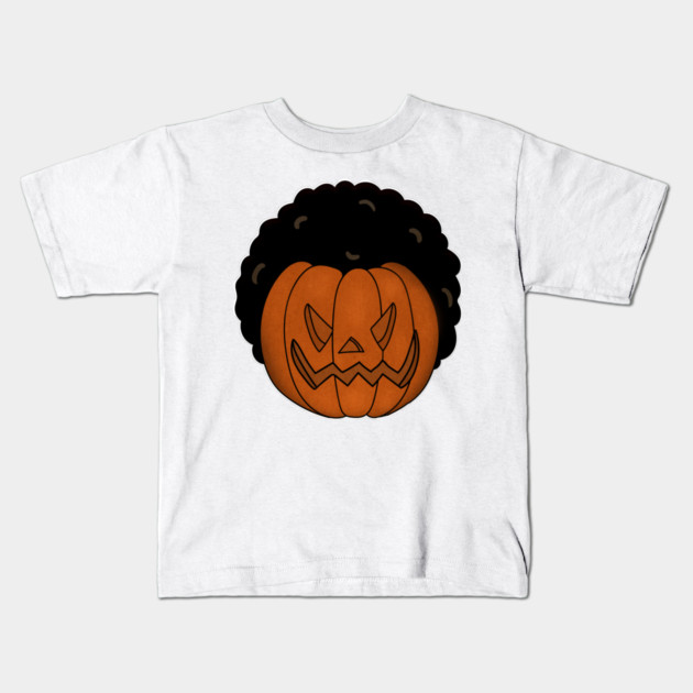 Afro Pumpkin, Funny Halloween Kids T-Shirt by logiamerch