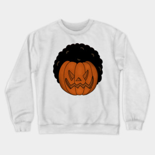 Afro Pumpkin, Funny Halloween Crewneck Sweatshirt