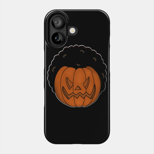 Afro Pumpkin, Funny Halloween Phone Case by logiamerch