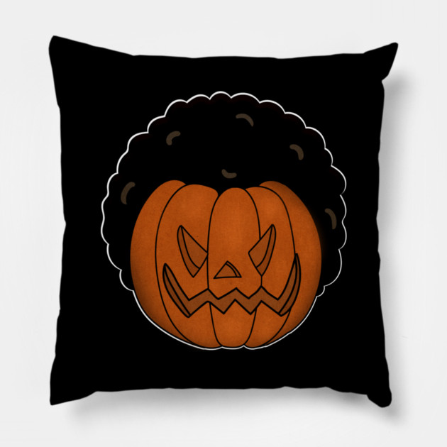 Afro Pumpkin, Funny Halloween Pillow by logiamerch