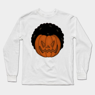 Afro Pumpkin, Funny Halloween Long Sleeve T-Shirt