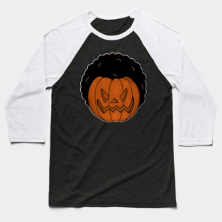 Afro Pumpkin, Funny Halloween Baseball T-Shirt