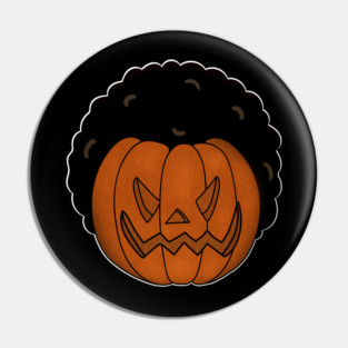 Afro Pumpkin, Funny Halloween Pin