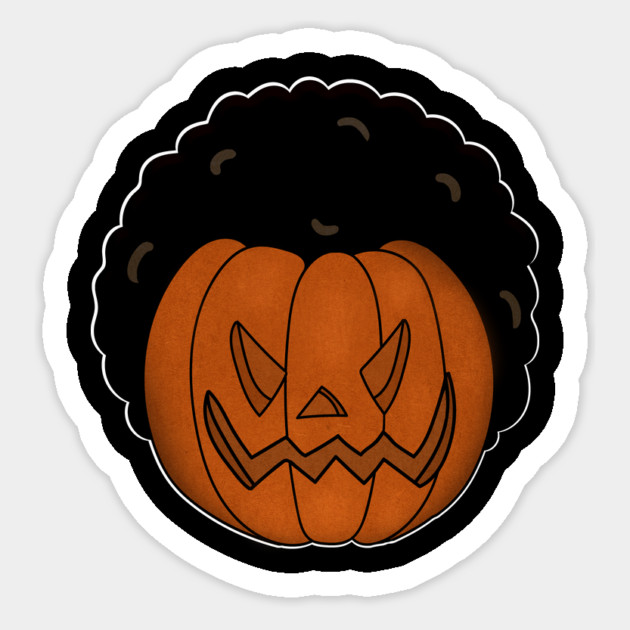 Afro Pumpkin, Funny Halloween Sticker by logiamerch