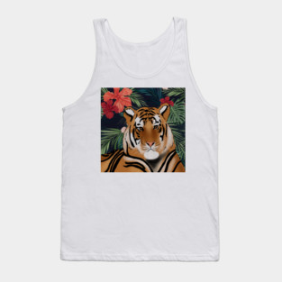 Tropcial Art with Beautiful Tiger Floral Tank Top