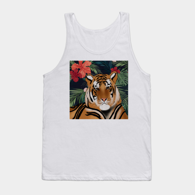 Tropcial Art with Beautiful Tiger Floral Tank Top by logiamerch