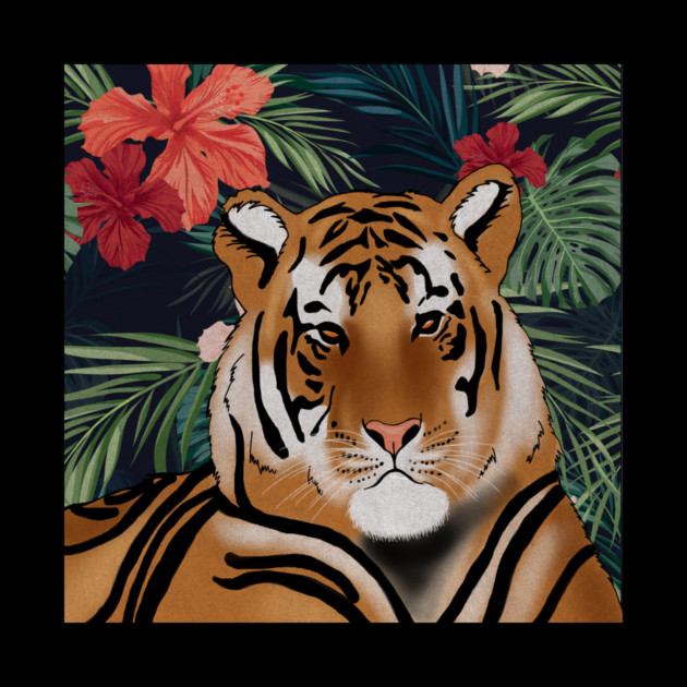 Tropcial Art with Beautiful Tiger Floral by logiamerch
