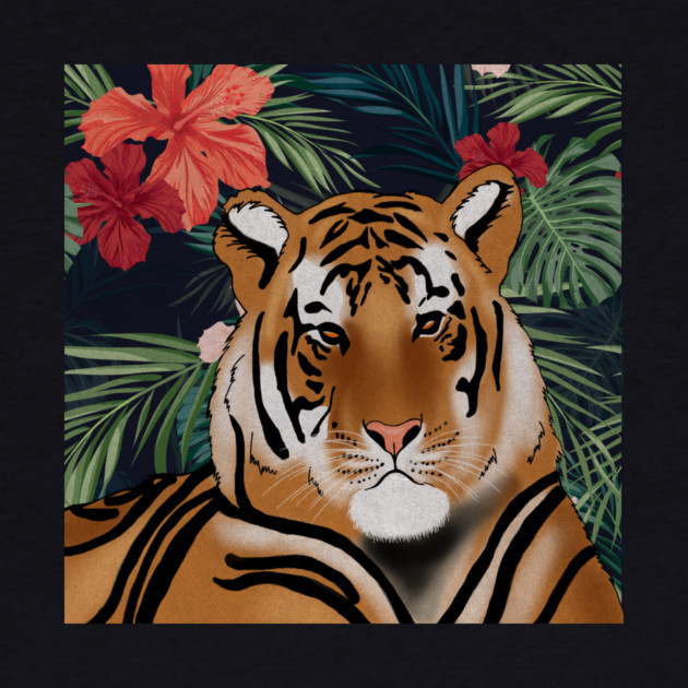 Tropcial Art with Beautiful Tiger Floral by logiamerch
