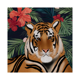 Tropcial Art with Beautiful Tiger Floral T-Shirt