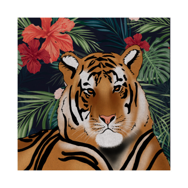 Tropcial Art with Beautiful Tiger Floral by logiamerch