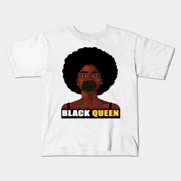 Black Queen Afro Pride Kids T-Shirt by logiamerch