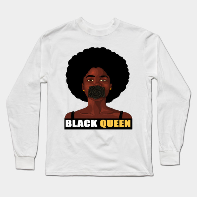 Black Queen Afro Pride Long Sleeve T-Shirt by logiamerch